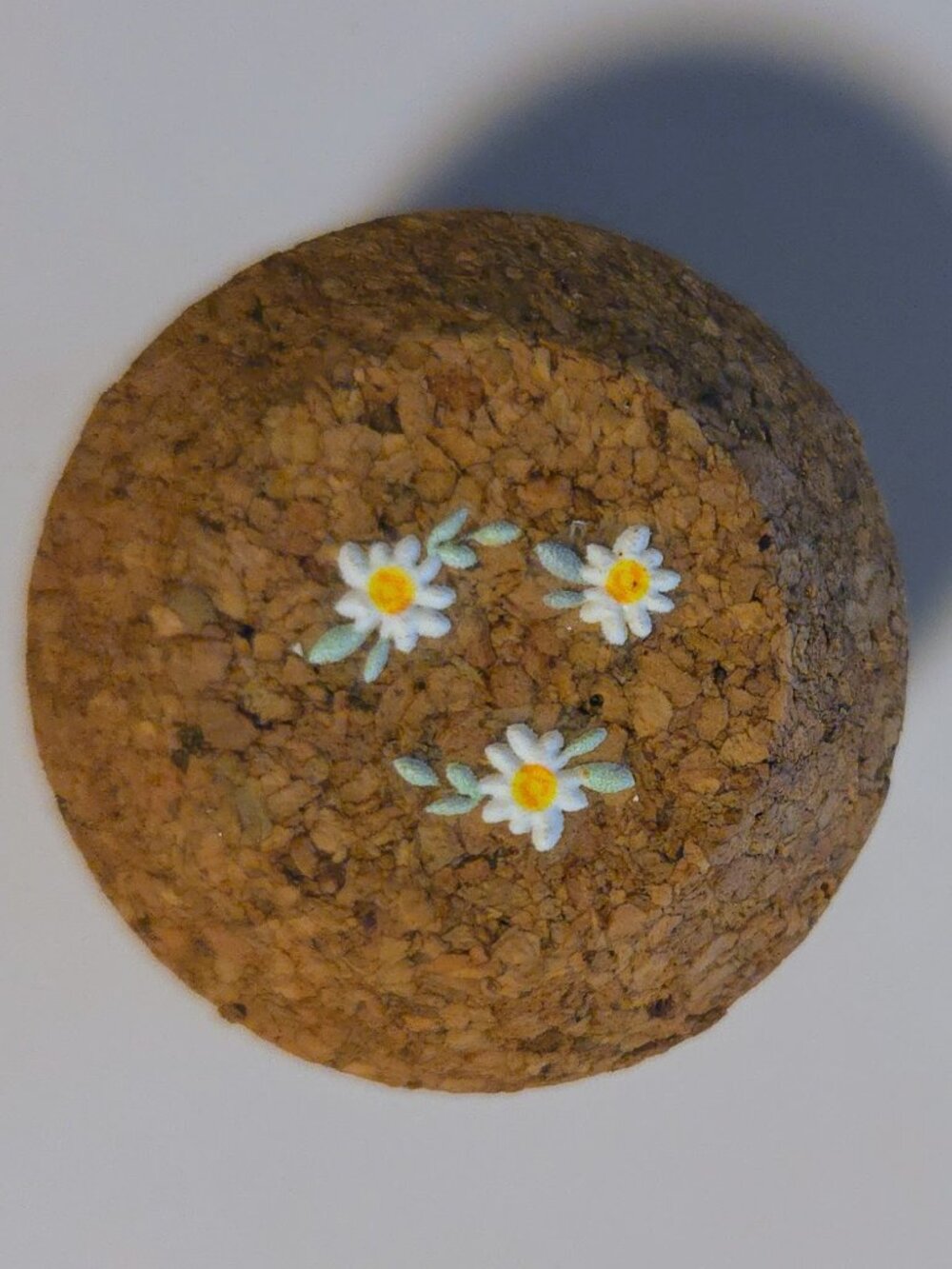 Brand New Hand Crafted Magnet Created from Champagne Cork Featuring Flowers